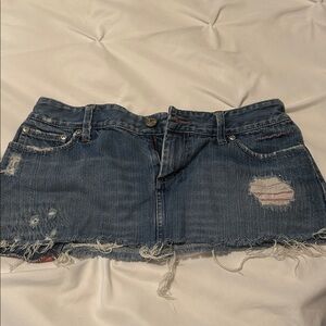 American Eagle Outfitters Blue Distressed Mini Skirt